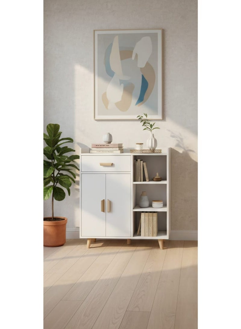 إكسبرت خزانة ركن القهوة مع درج تخزين، خزانة جانبية مع طبقة قابلة للتعديل، خزانة تخزين المطبخ لغرفة الطعام، رف تخزين فرن الميكروويف في المطبخEI-208 - Image 4